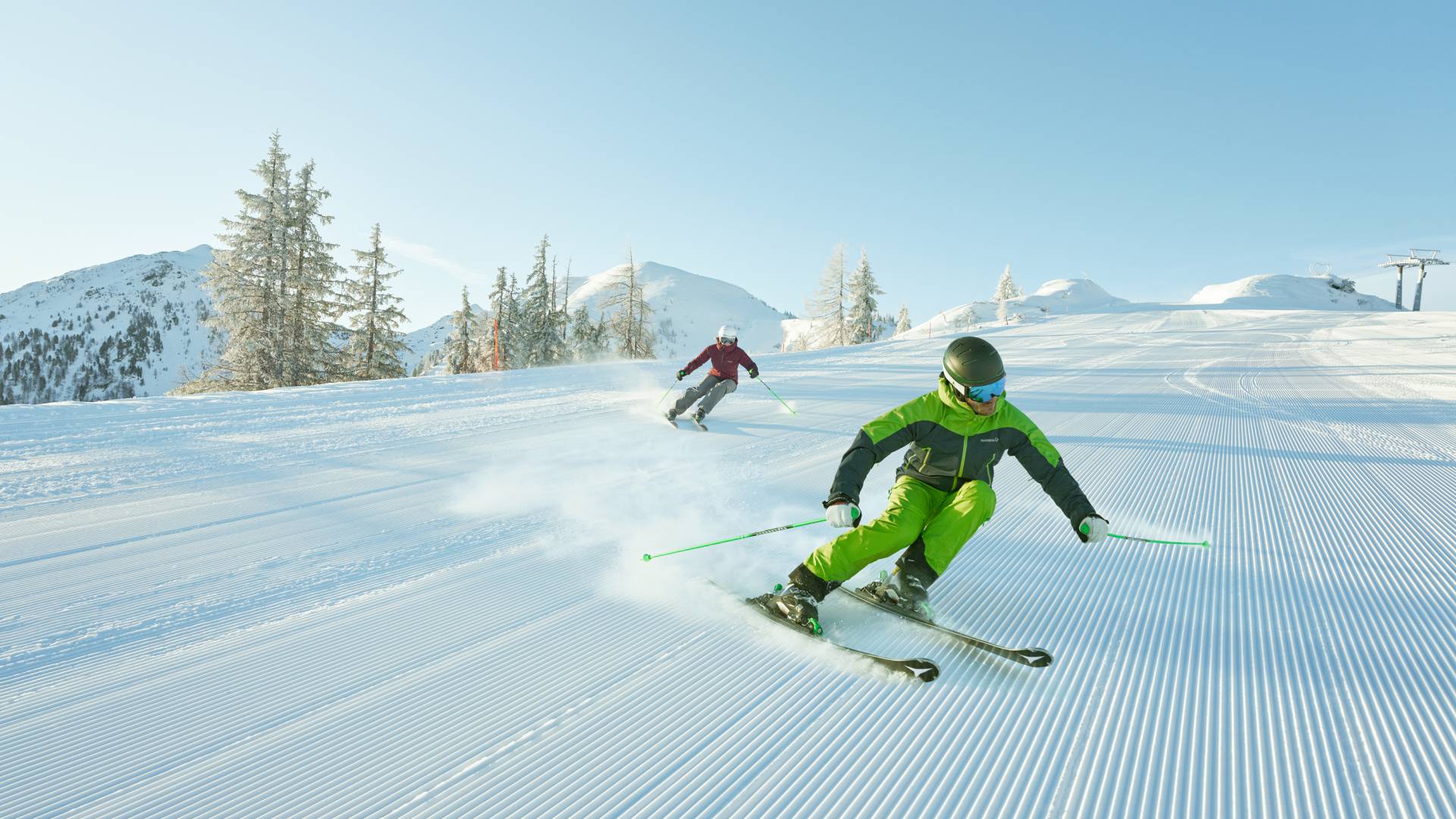 Reiteralm Skifahrer bei der Abfahrt